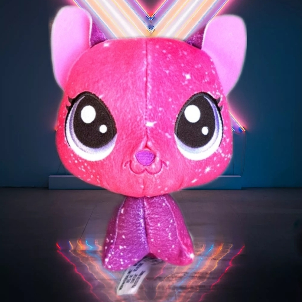 Rare Littlest Pet Shop 2017 Stellar Fuzzcat Bobblehead Plush Collectible LPS EUC